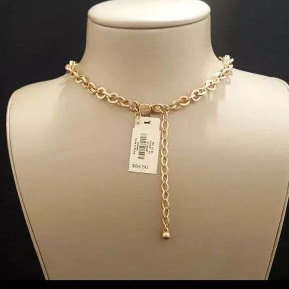 Talbots Women's Statement Bib Necklace Gold Plated, Blue Lavender Resin NWT - Picture 3 of 3